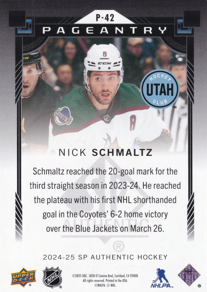 2024-25 UD SP Authentic - Nick Schmaltz - Pageantry #P-42