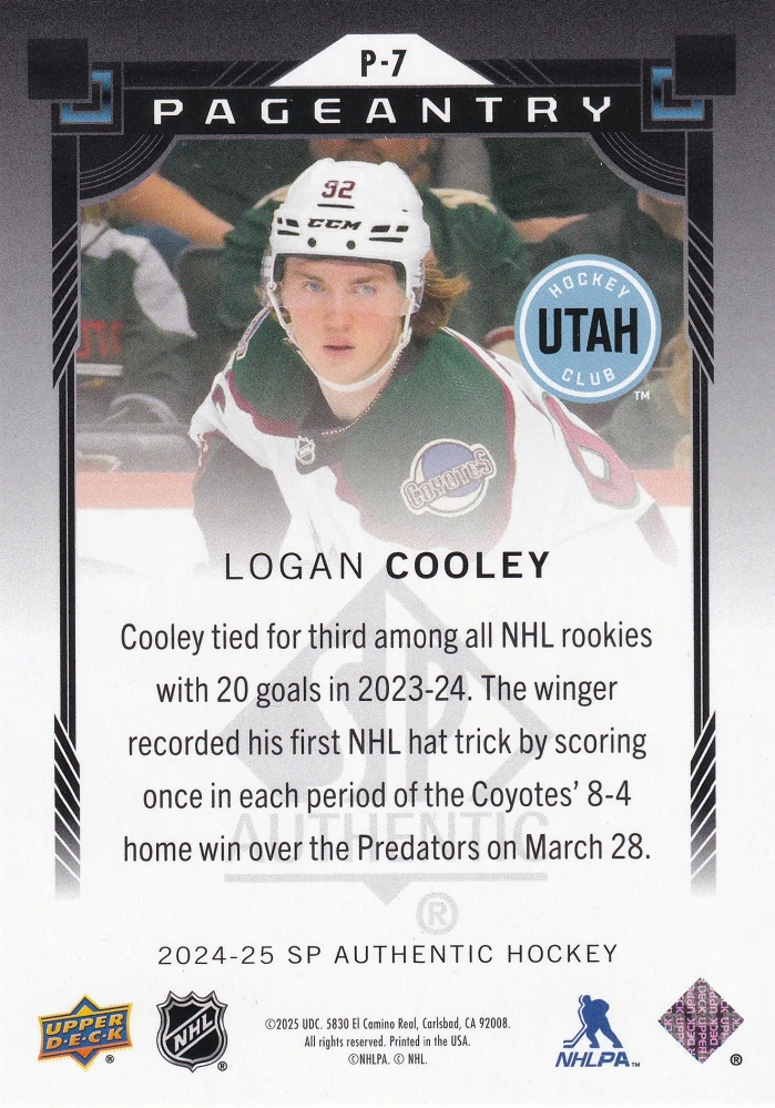 2024-25 UD SP Authentic - Logan Cooley - Pageantry #P-7