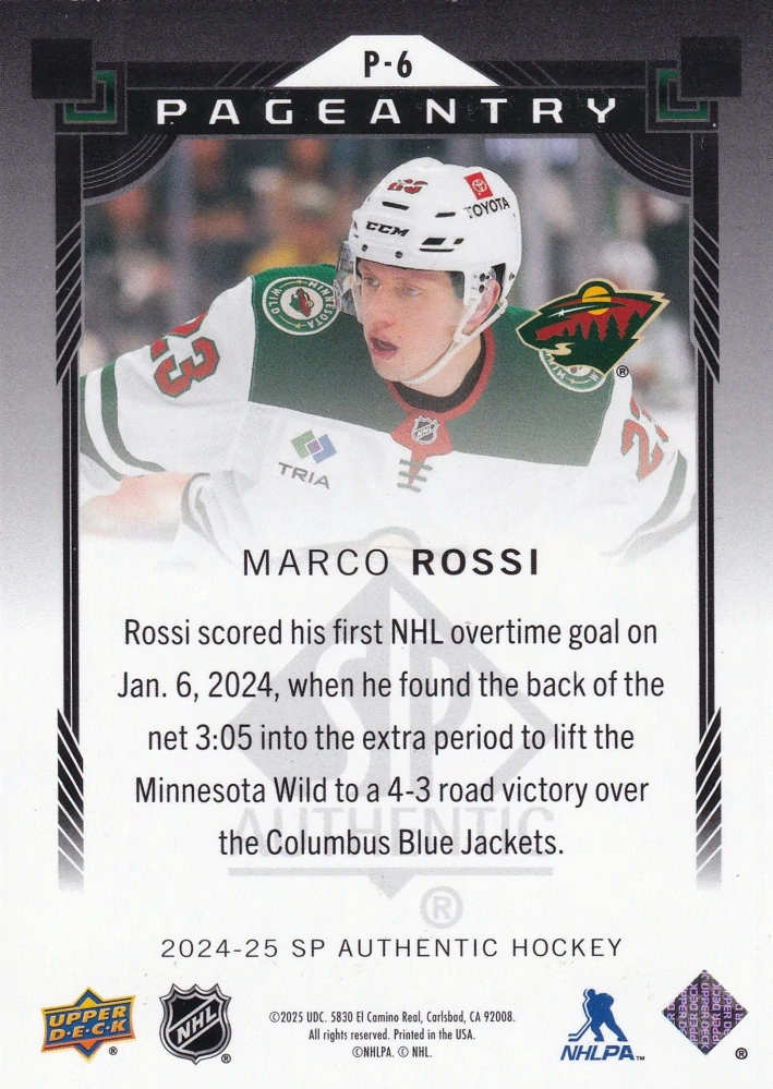2024-25 UD SP Authentic - Marco Rossi - Pageantry #P-6