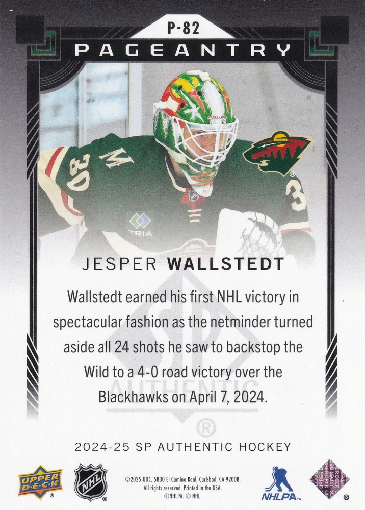 2024-25 UD SP Authentic - Jesper Wallstedt - Pageantry #P-82