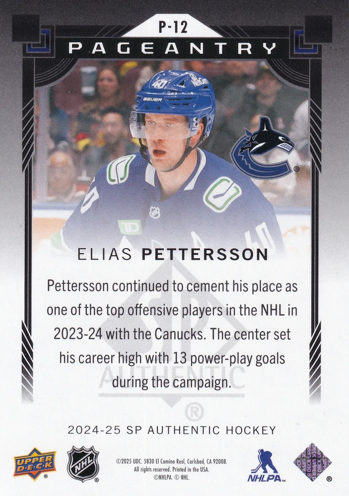 2024-25 UD SP Authentic - Elias Pettersson - Pageantry #P-12
