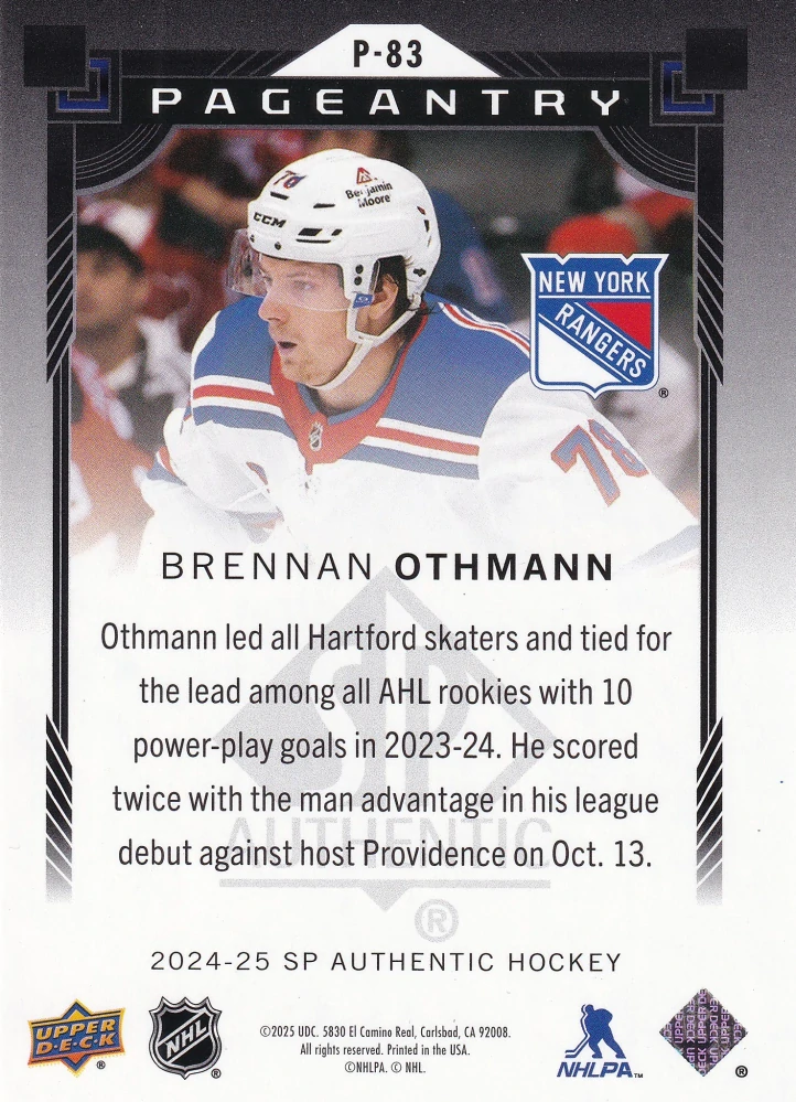 2024-25 UD SP Authentic - Brennan Othman - Pageantry #P-83