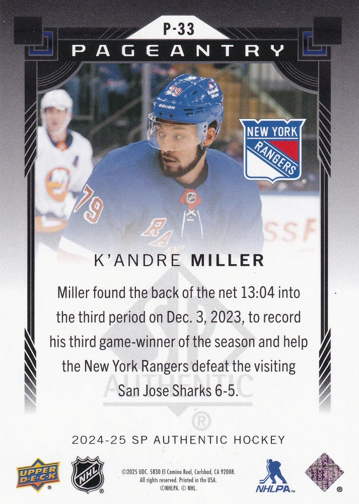 2024-25 UD SP Authentic - K'Andre Miller - Pageantry #P-33