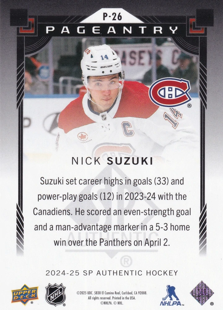2024-25 UD SP Authentic - Nick Suzuki - Pageantry #P-26