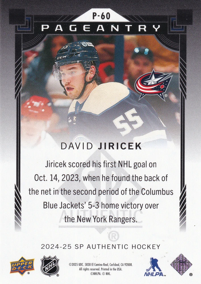 2024-25 UD SP Authentic - David Jiříček - Pageantry #P-60