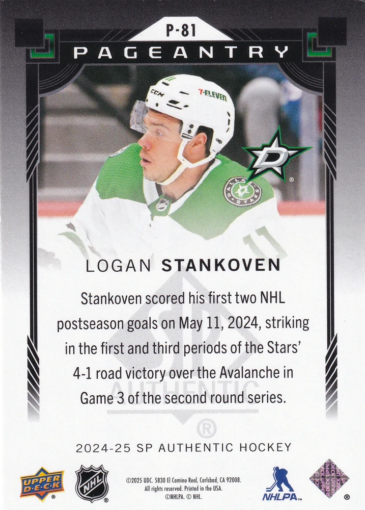 2024-25 UD SP Authentic - Logan Stankoven - Pageantry #P-81