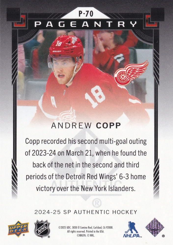 2024-25 UD SP Authentic - Andrew Copp - Pageantry #P-70