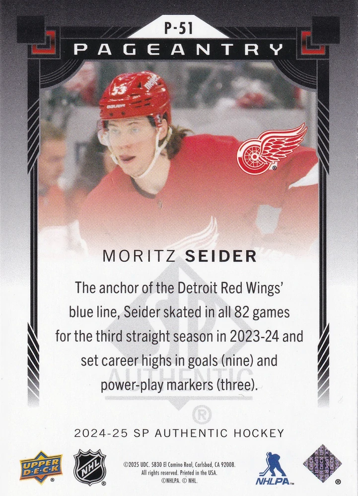 2024-25 UD SP Authentic - Moritz Seider - Pageantry #P-51