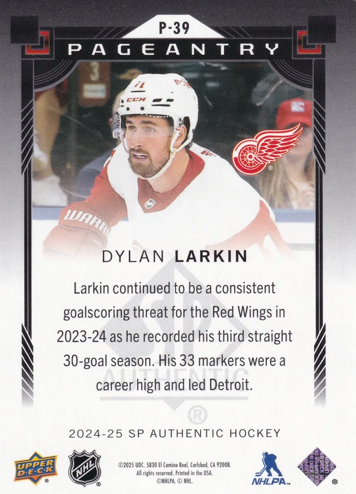 2024-25 UD SP Authentic - Dylan Larkin - Pageantry #P-39