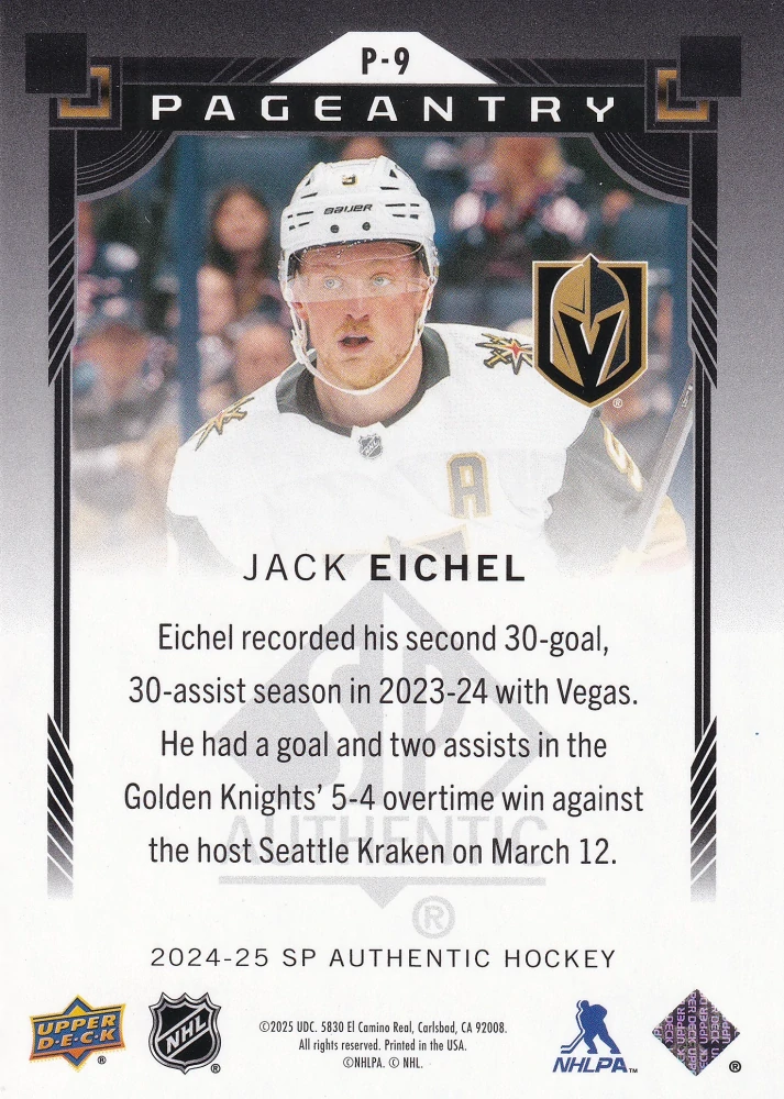 2024-25 UD SP Authentic - Jack Eichel - Pageantry #P-9