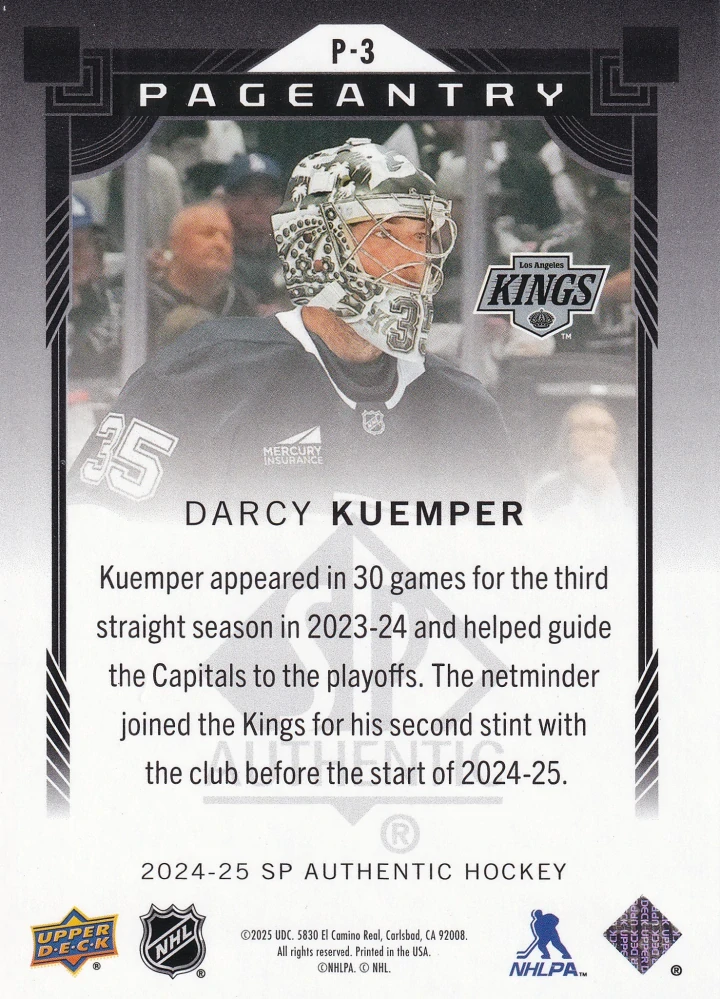 2024-25 UD SP Authentic - Darcy Kuemper - Pageantry #P-3