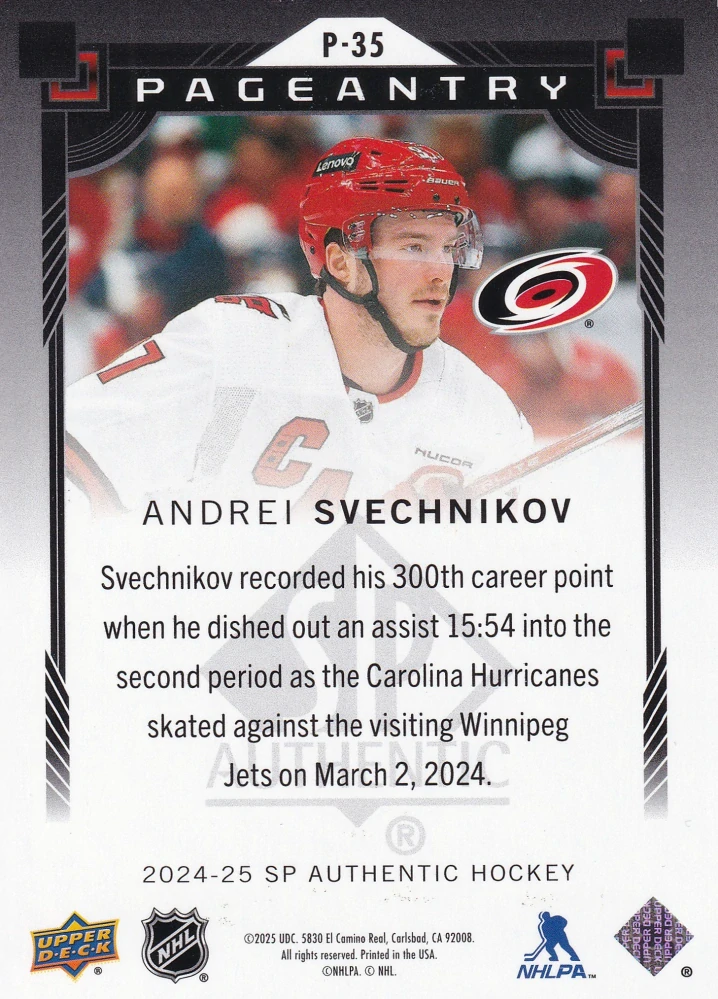 2024-25 UD SP Authentic - Andrei Svechnikov - Pageantry #P-35