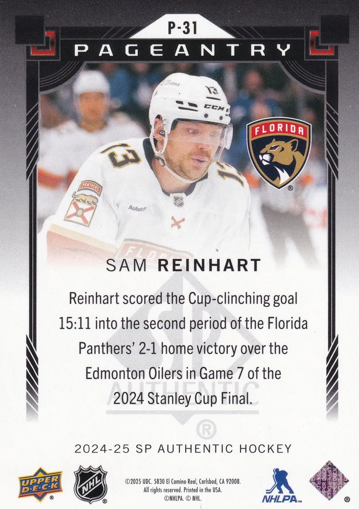 2024-25 UD SP Authentic - Sam Reinhart - Pageantry #P-31