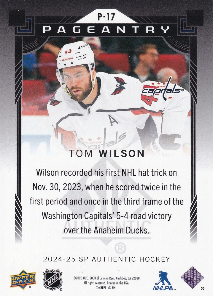 2024-25 UD SP Authentic - Tom Wilson - Pageantry #P-17