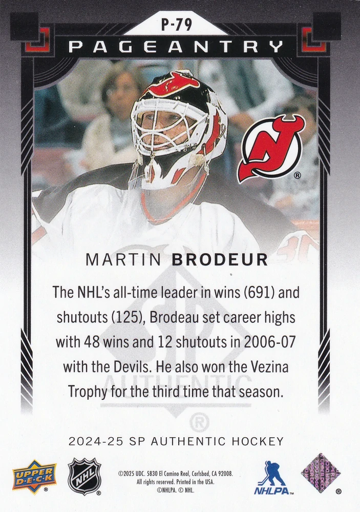 2024-25 UD SP Authentic - Martin Brodeur - Pageantry Red #P-79