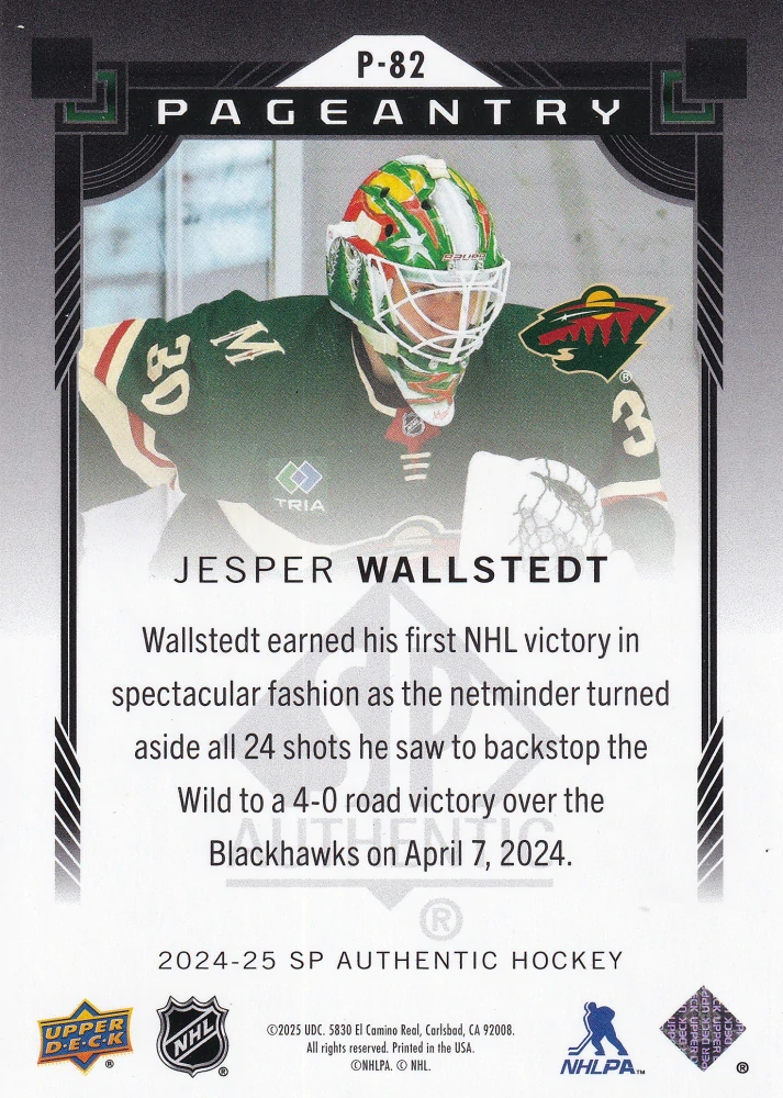 2024-25 UD SP Authentic - Jesper Wallstedt - Pageantry Red #P-82