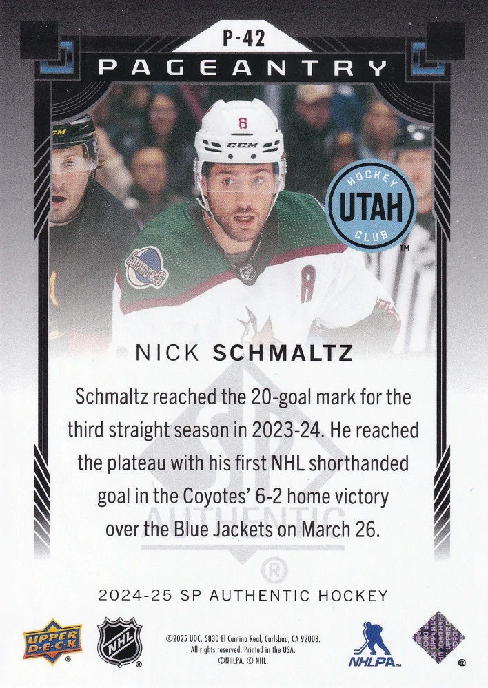 2024-25 UD SP Authentic - Nick Schmaltz - Pageantry Red #P-42