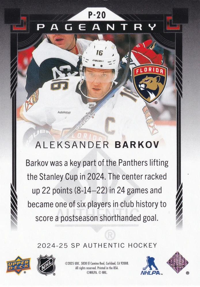 2024-25 UD SP Authentic - Aleksander Barkov - Pageantry Red #P-20
