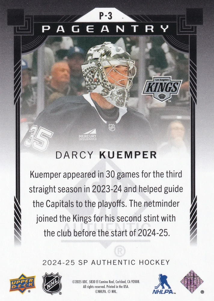 2024-25 UD SP Authentic - Darcy Kuemper - Pageantry Red #P-3