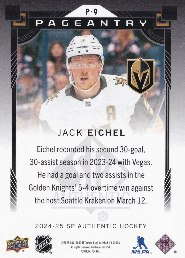 2024-25 UD SP Authentic - Jack Eichel - Pageantry Red #P-9
