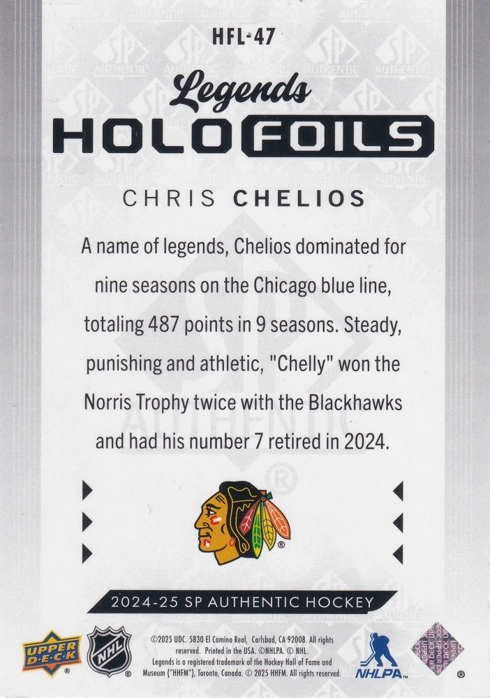 2024-25 UD SP Authentic - Chris Chelios - Legends Holofoils #HFL-47
