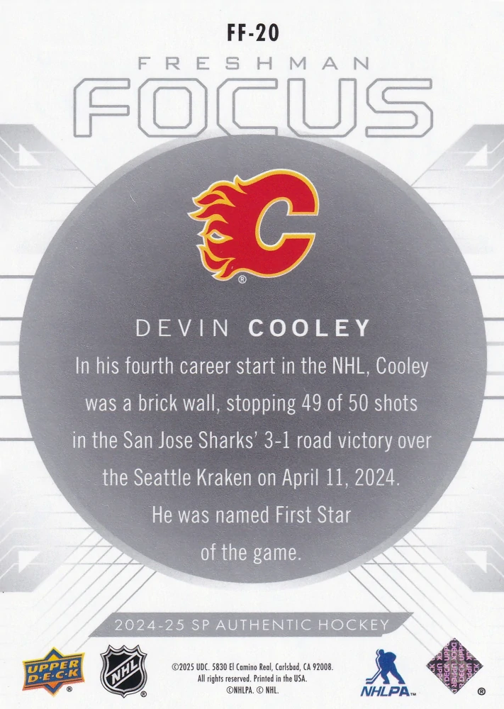 2024-25 UD SP Authentic - Devin Cooley - Freshman Focus #FF-20