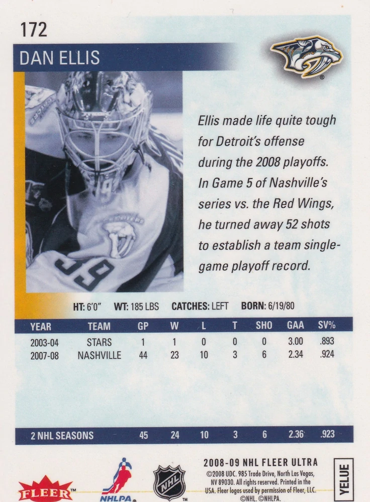 2008-09 Fleer Ultra - Ryan Ellis - Gold Medallion #172