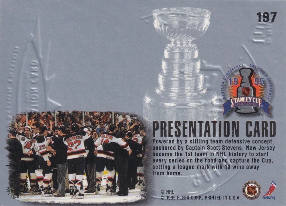 1995-96 Fleer Ultra - Presentation Card - Stanley Cup Champions - Gold Medallion #197