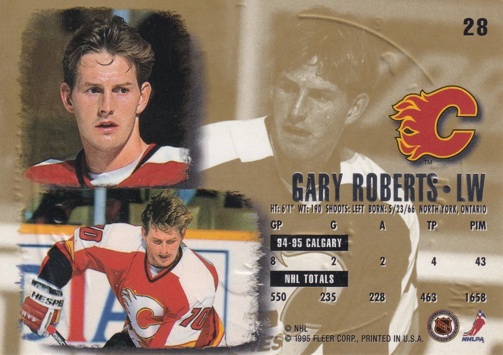 1995-96 Fleer Ultra - Gary Roberts - Gold Medallion #28