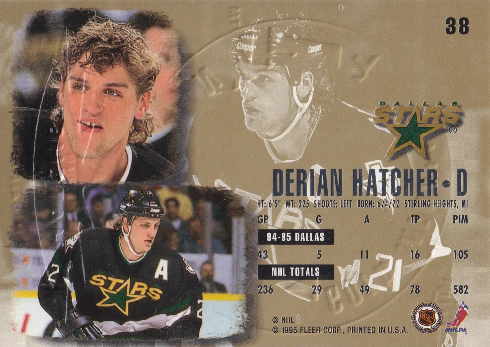 1995-96 Fleer Ultra - Derian Hatcher - Gold Medallion #38