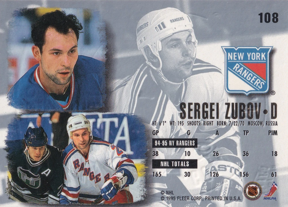 1995-96 Fleer Ultra - Sergei Zubov - Gold Medallion #108