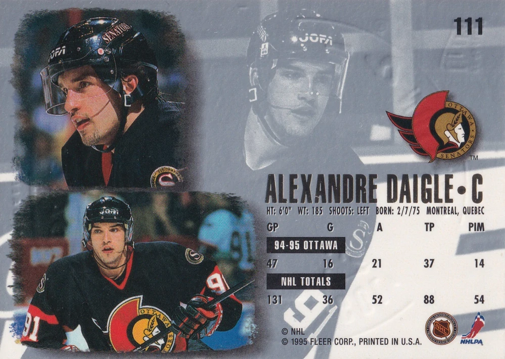 1995-96 Fleer Ultra - Alexandre Daigle - Gold Medallion #111