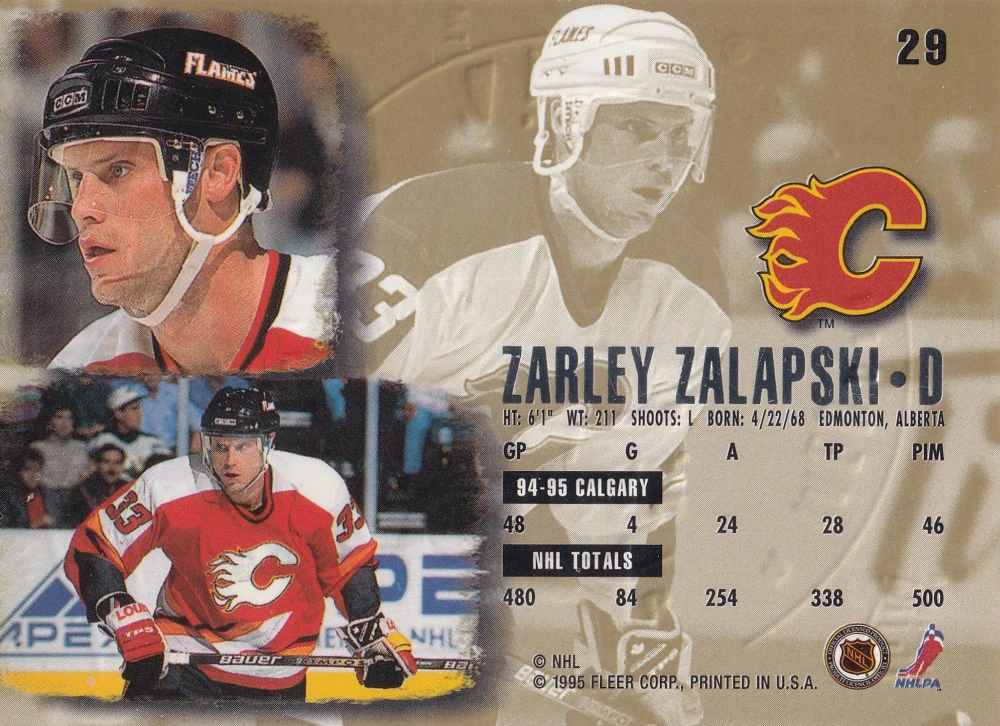 1995-96 Fleer Ultra - Zarley Zalapski - Gold Medallion #29