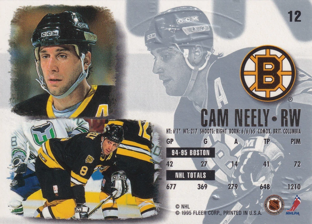 1995-96 Fleer Ultra - Cam Neely - Gold Medallion #12