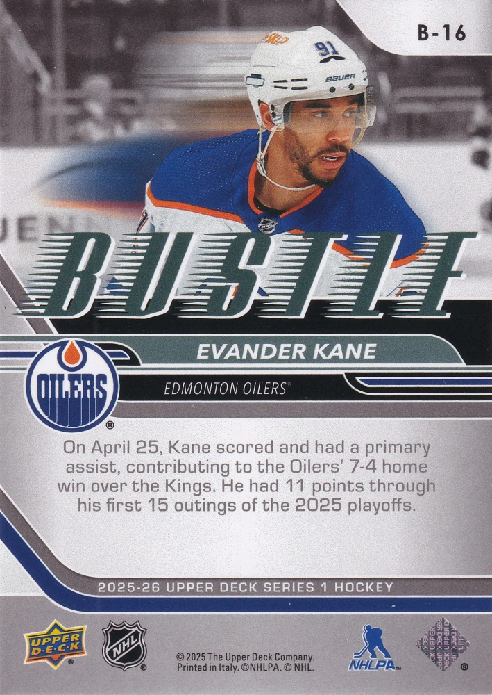 2025-26 UD Series 1 - Evander Kane - Bustle #B-16