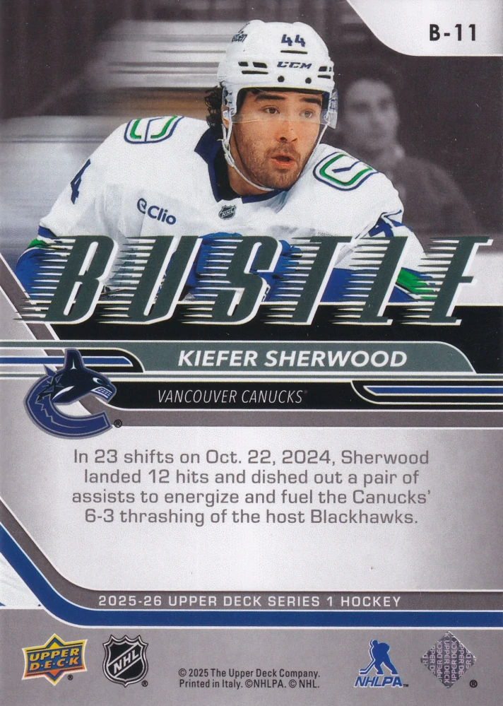 2025-26 UD Series 1 - Kiefer Sherwood - Bustle #B-11