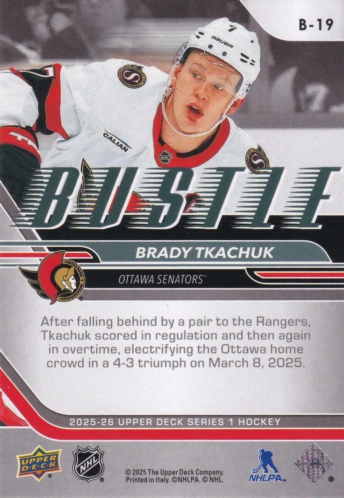 2025-26 UD Series 1 - Brady Tkachuk - Bustle #B-19