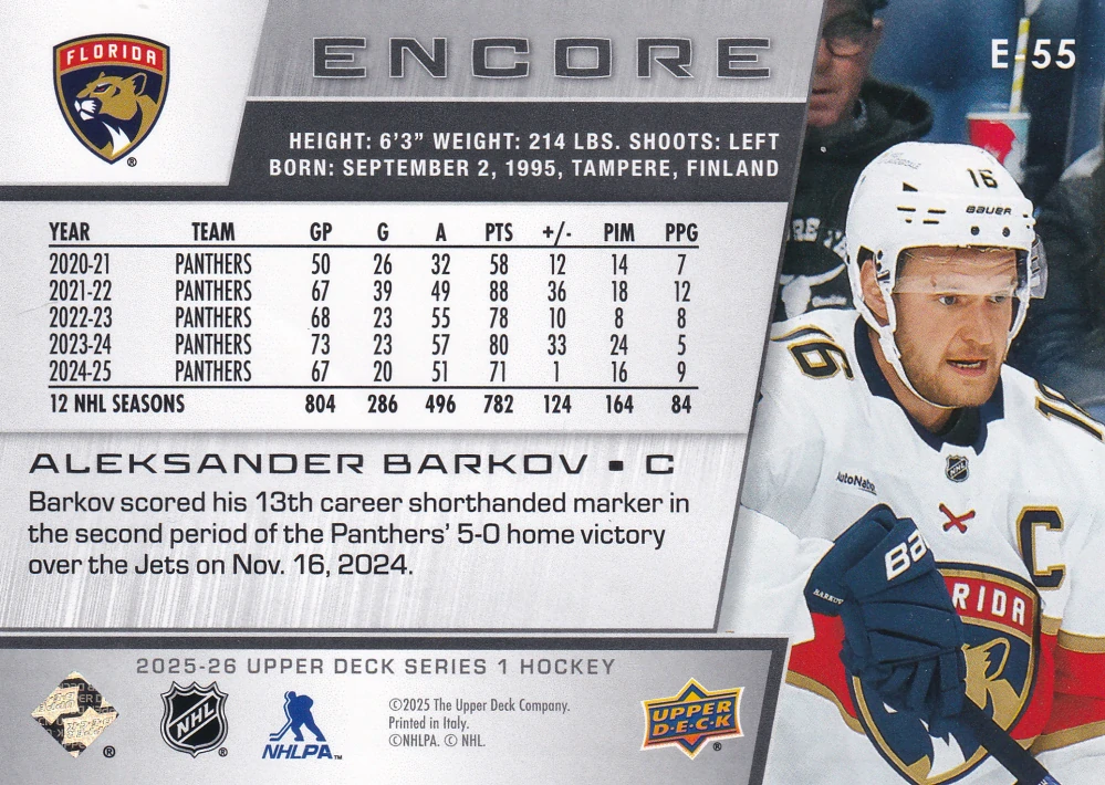 2025-26 UD Series 1 - Aleksander Barkov - Encore #E-55