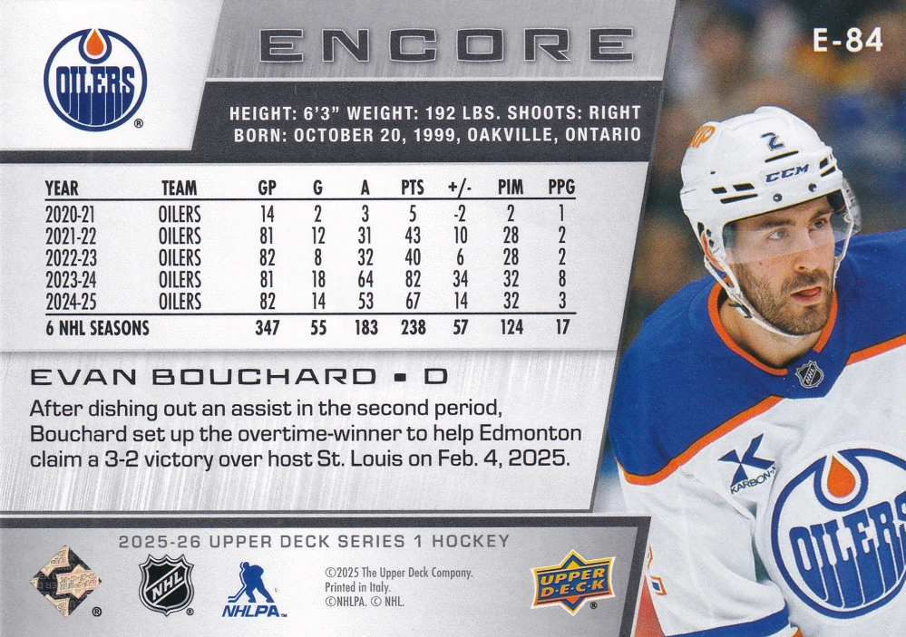 2025-26 UD Series 1 - Evan Bouchard - Encore #E-84