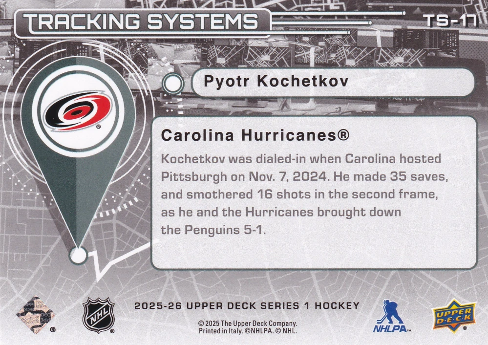 2025-26 UD Series 1 - Pyotr Kochetkov - Tracking Systems #TS-17