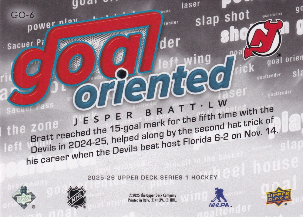 2025-26 UD Series 1 - Jesper Bratt - Goal Oriented #GO-6