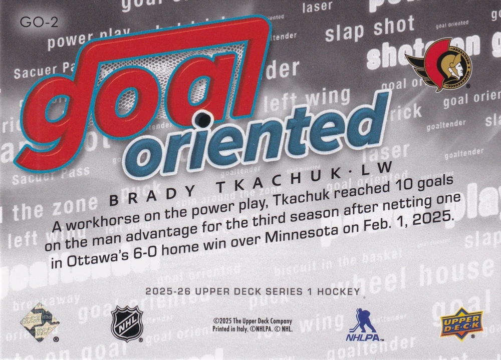 2025-26 UD Series 1 - Brady Tkachuk - Goal Oriented #GO-2