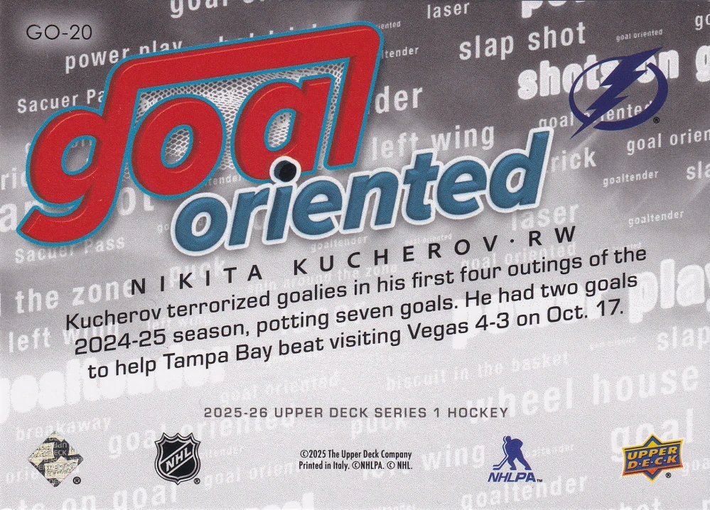 2025-26 UD Series 1 - Nikita Kucherov - Goal Oriented #GO-20