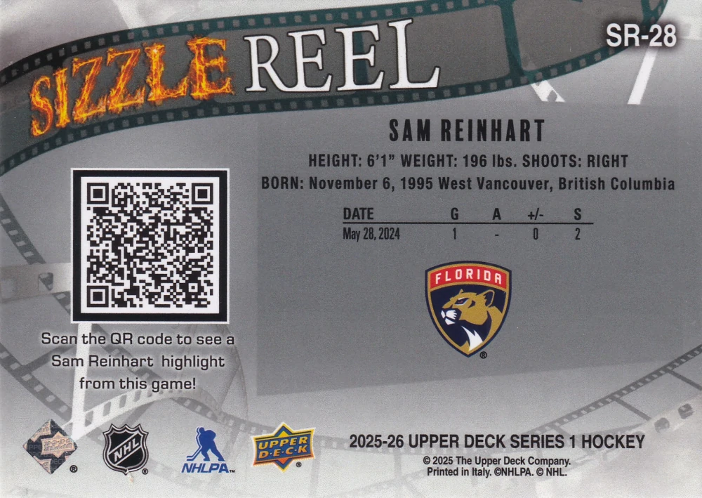 2025-26 UD Series 1 - Sam Reinhart - Sizzle Reel #SR-28