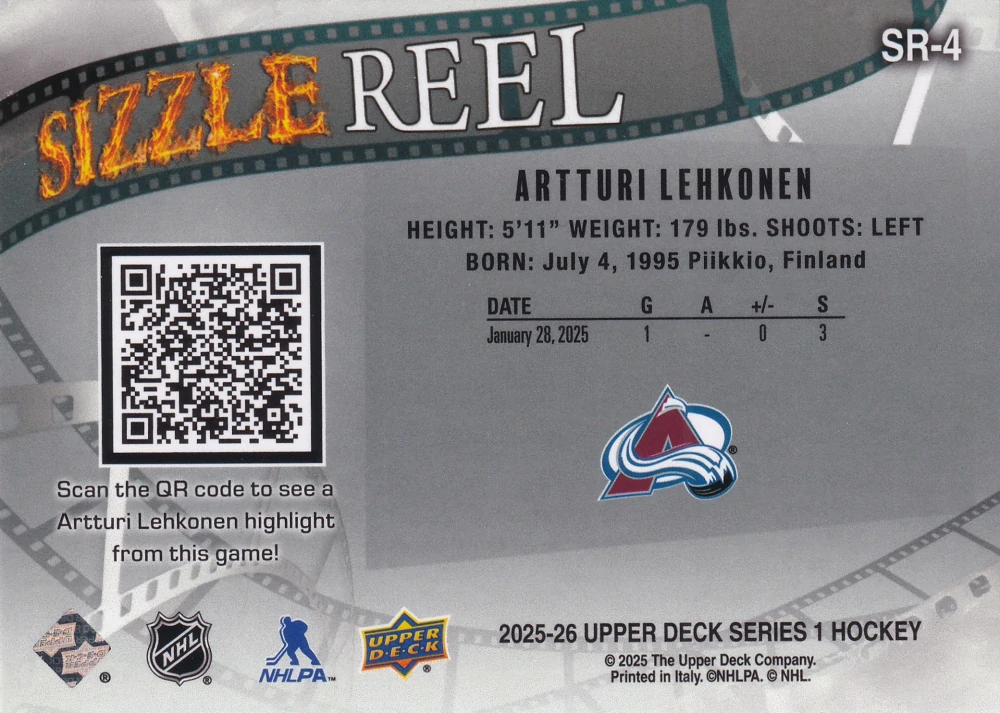 2025-26 UD Series 1 - Artturi Lehkonen - Sizzle Reel #SR-4