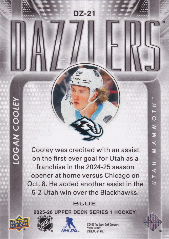 2025-26 UD Series 1 - Logan Cooley - Dazzlers Blue #DZ-21
