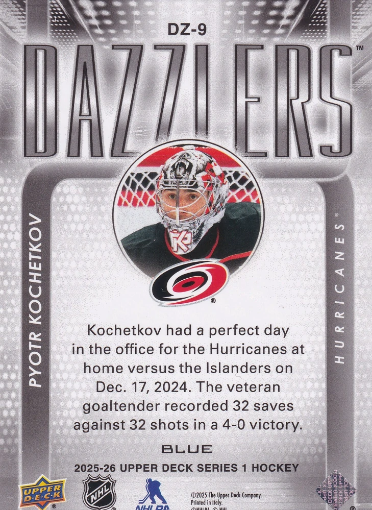 2025-26 UD Series 1 - Pyotr Kochetkov - Dazzlers Blue #DZ-9