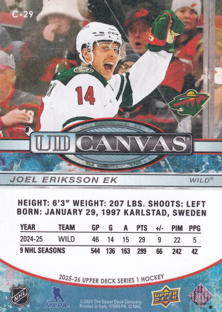 2025-26 UD Series 1 - Joel Eriksson Ek - Canvas #C-29