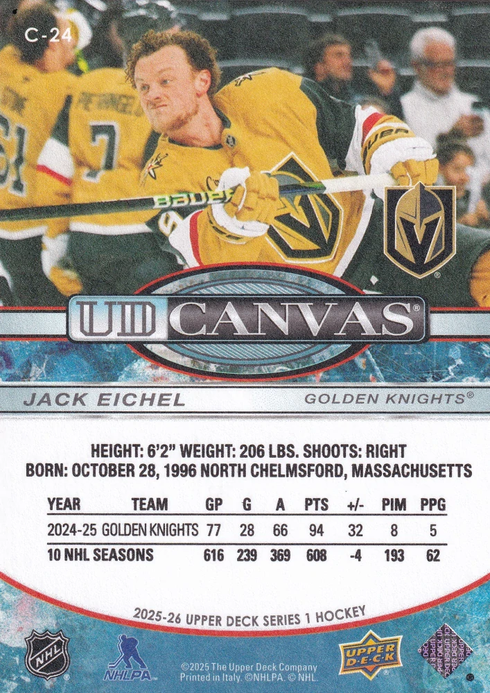 2025-26 UD Series 1 - Jack Eichel - Canvas #C-24