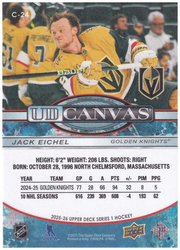 2025-26 UD Series 1 - Jack Eichel - Canvas #C-24